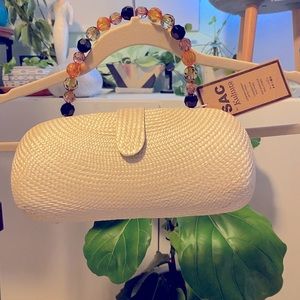 Le Sac Woven Beaded Clutch